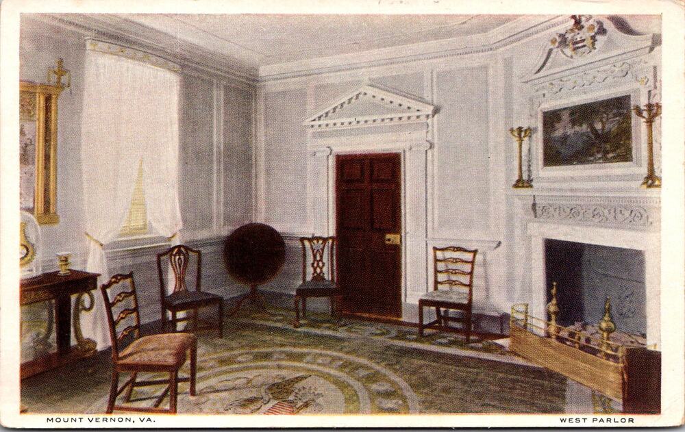West Parlor George Washington's Mount Vernon VA Vintage Postcard SP10-17